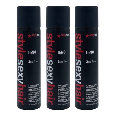 3 Pack Style Sexy Hair H2NO Dry Shampoo 3 Day Style Saver 5.1 oz 3 Shine 1 Hold