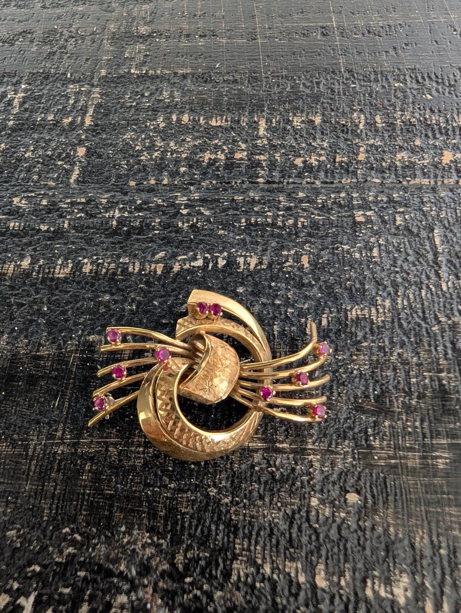 18k GOLD Overly ブローチUSAヴィンテージ 18k Gold Brooch In Retro Fine Pins & Brooches for sale | eBay