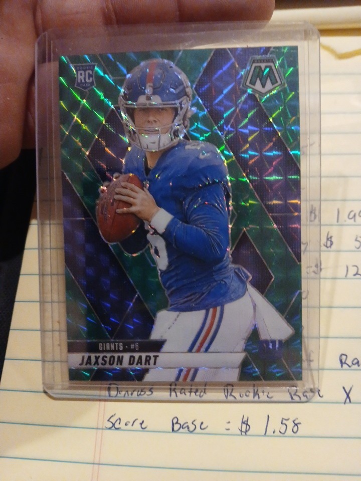 Jaxson Dart 2025 Panini Mosaic Green Mosaic Rookie RC #362 New York Giants