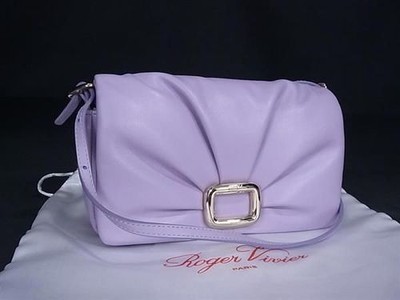 ROGER VIVIER Schultertasche Umhängetasche Handtasche Leder in helllila Bodenm...