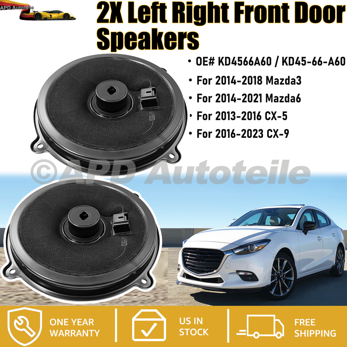 For 13-23 Mazda3 CX-5 CX-9 Pair Left Right Front Door BOSE