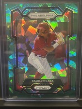 2024 Prizm Baseball Starlyn Caba Green Cracked Ice #215 Philadelphia Phillies