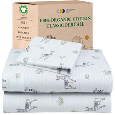 Printed Twin Set Cotton, 100 Organic Cotton Percale Sheets, Deep Pocket Twin...