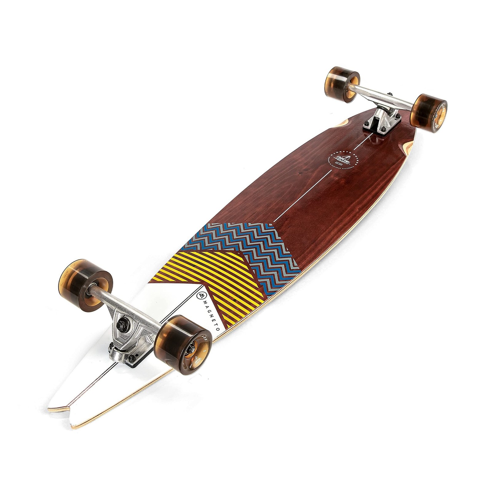 Magneto 40 Inch Pintail Longboard Skateboard - Blue/Yellow