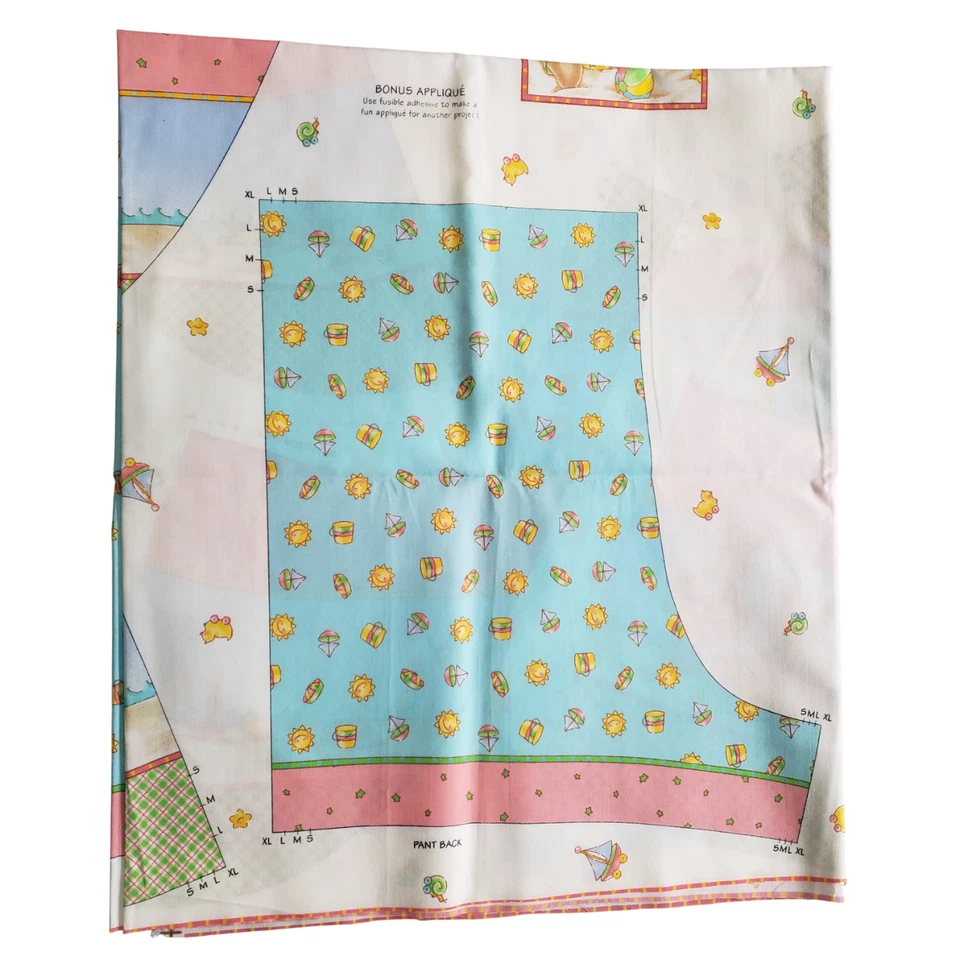 DAISY KINGDOM Honey Bear Sunsuit Fabric Panel Cut & Sew 13-24 LBS Uncut VTG 90s - Image 4 of 4