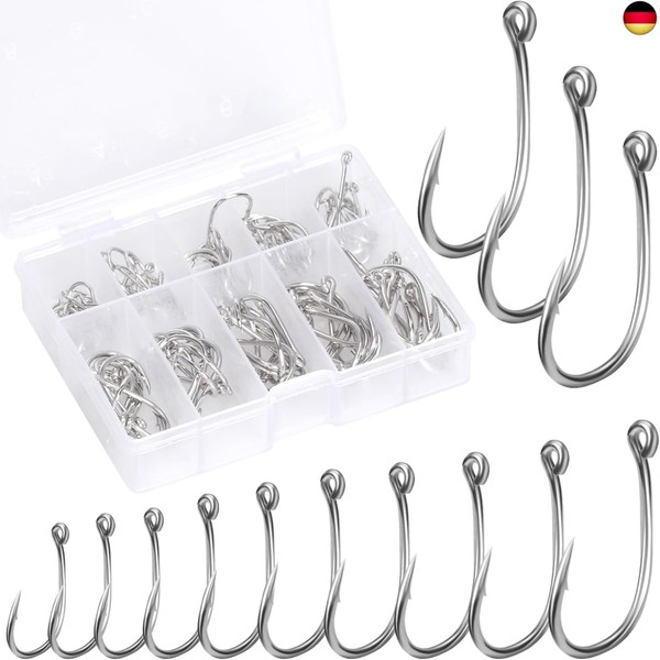 100 StüCk Angelhaken Set In 10 GrößEn - Kohlenstoffstahl Mit Widerhaken Und ÖSe-image