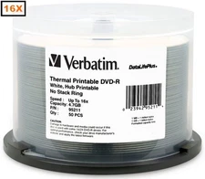 600-Pak =16X= VERBATIM DataLifePlus =WHITE THERMAL HUB= DVD-R's!  Verbatim 95211