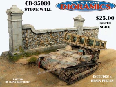 CD-35080 Stone Wall (4pcs)  1/35th scale resin