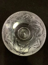 Orrefors Christmas Holly Leaves Crystal Candle Holder