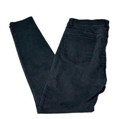 JustFab Jeans Womens Size Large Black Button Front Straight Leg Pants Cotton Ble