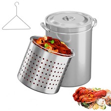 50 Qt. Turkey Deep Fryer Pot with Lid  Basket Stainless Steel Seafood Boil Pot