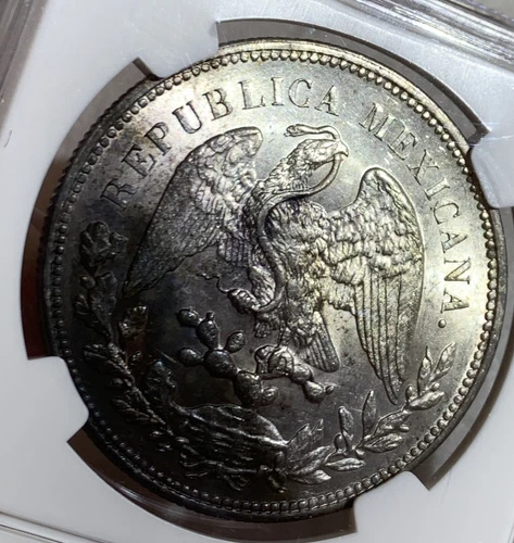 1909 MO MEXICO SILVER PESO COIN NGC MS63