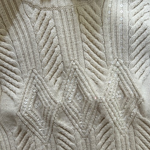 Talbots Chunky Knit Turtleneck Sweater Womens Medium Cream Wool Fisherman Y2K - Picture 5 of 10