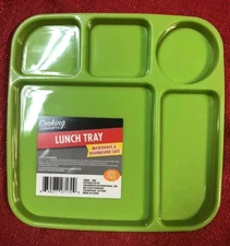 Tray Divided TV Lunch Dinner Meal Picnic Plate Serving Plastic 10x10 Inch