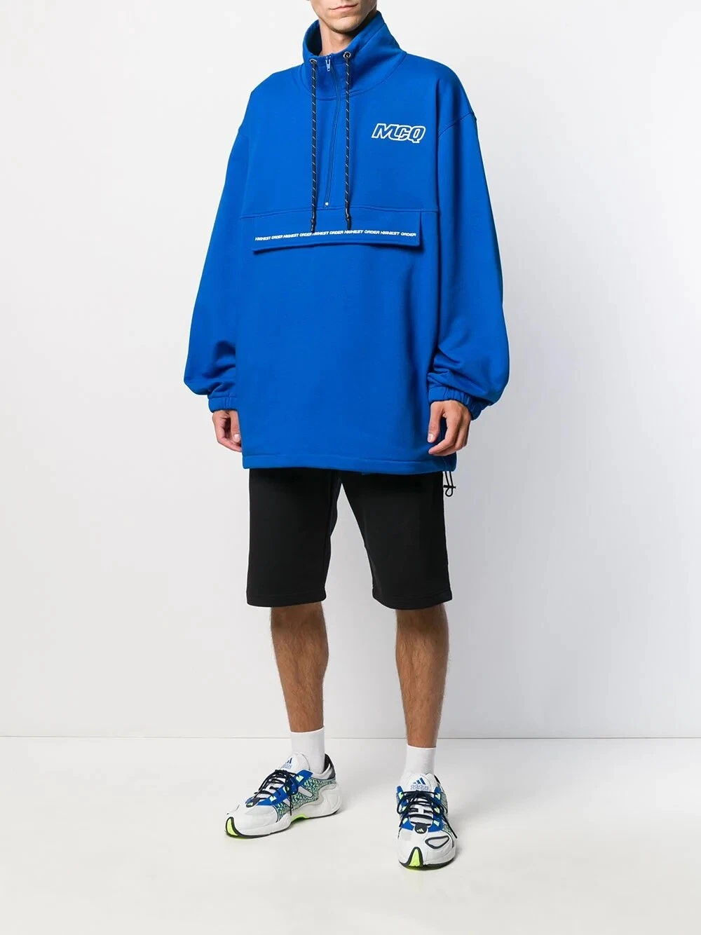 ALEXANDER MCQUEEN MCQ BLU Felpa con cordino a mezza cerniera US Large