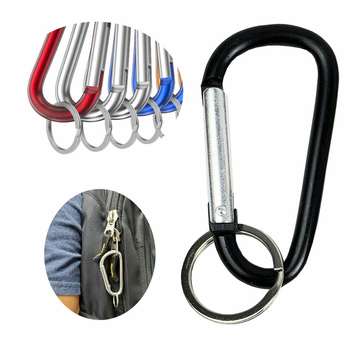 10Pcs Clip Carabiner 3cm Mini Keyring Clip Spring Snap Hook For Travel, Camping, Hiking, Backpack, Luggage (Black