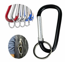 6 pcs 2.8" Aluminum Carabiner Key Chain Spring Snap Clip Hook Assorted Colors