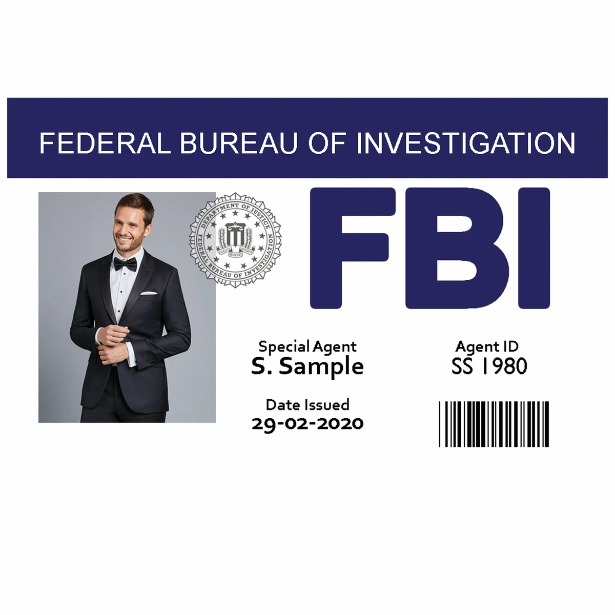 FBI Photo ID Card with Your Name and Photo, Childs Play ID, Stage Prop