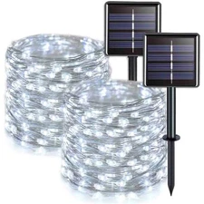 2 Pack 8 Modes 100 LED Solar Fairy Lights Waterproof 39 Ft Copper Wire Lights