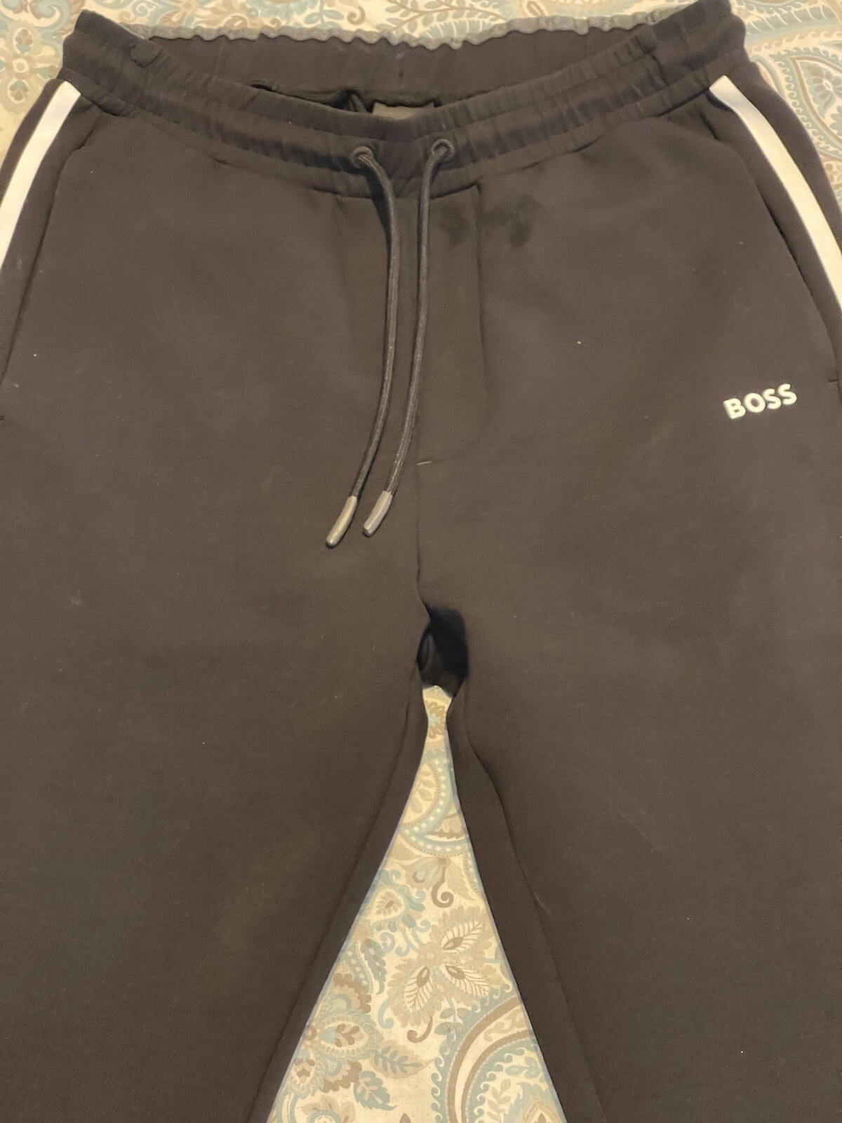 Mens Boss by Hugo Boss Tracksuit Bottoms Black - Size S, White Stripe RRP £99 image 2