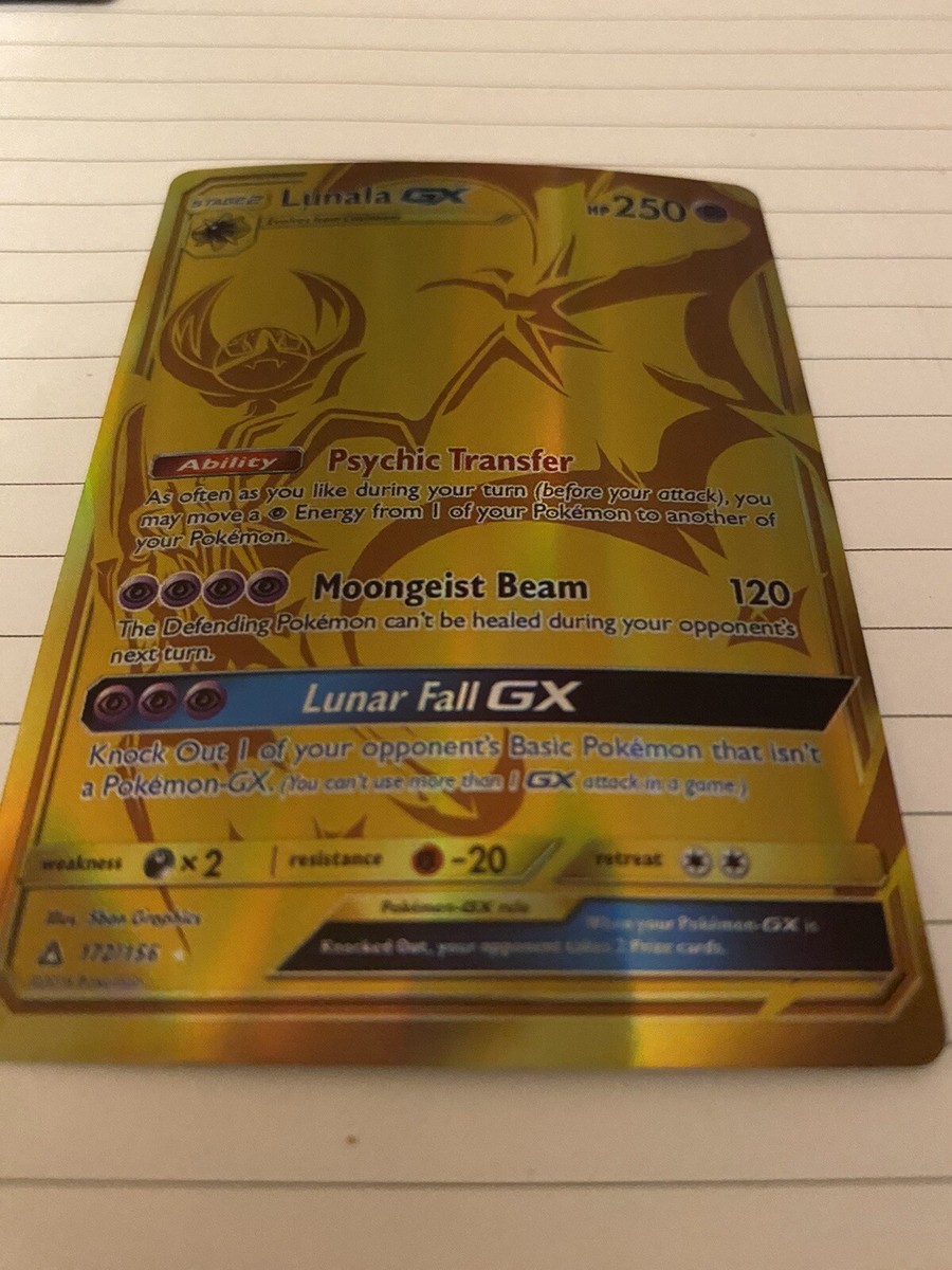 Pokémon Card Gold Lunala GX Super Rare Card Mint Condition | eBay