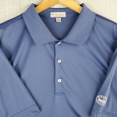  PETER MILLAR Size 2XL SUMMER COMFORT Polo Shirt Blue Mens Golf Performance