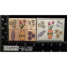 Hero Arts Rubber Stamps LL789 BOX SET 6 FLOWERS BOUQUETS VASES 2199