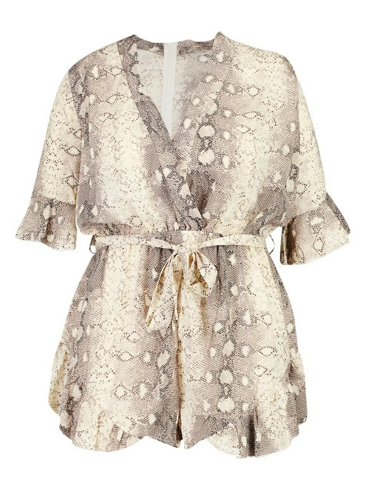 Mameluco envolvente con volantes con estampado de serpiente Plus Foto 4 de 4