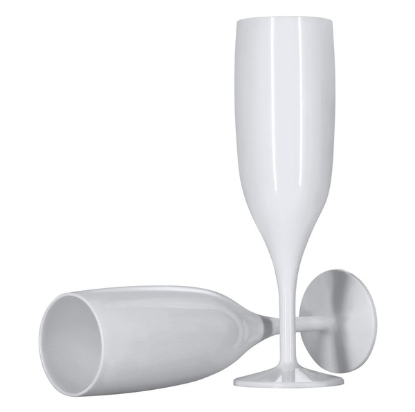 48 X Weiß Champagner Glas Wiederverwendbar 175Ml Prosecco GläSer Plastik Waschen-image