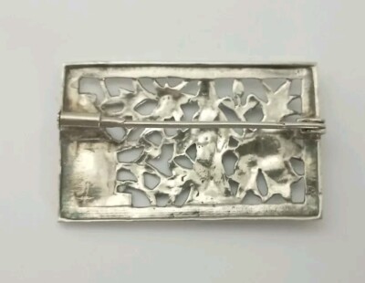 Broche Ancienne En Argent Massif 925 - Motif Indochine Ajouré - Occasion Bon état