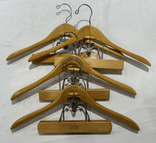 4 Vintage Setwell 18" Wooden Wood Hangers Suit Coat Pants Clamp
