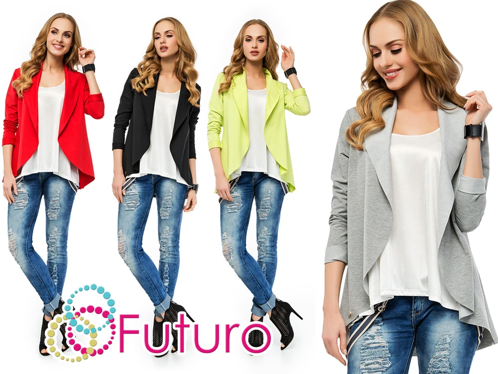 Casual Blazer Long Sleeve Jacket Shrug Bolero Office Suit Sizes 8 16 FA426 eBay