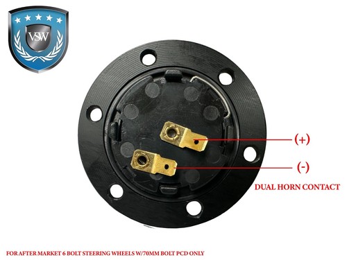 Botón de bocina de aluminio negro VSW de 6 pernos con emblema de gel LimeWorks - Imagen 4 de 5