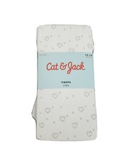 Cat  Jack Footed Tights Silver Glitter Heart Print Sz 12-14
