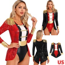 Womens Circus Costume Halloween Tassel Leotard Bodysuit for Party Stage Shows