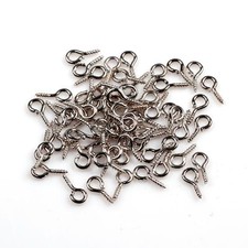 50 Eye Screws Hooks For Vials Jewelry Findings Silver 10mm Set