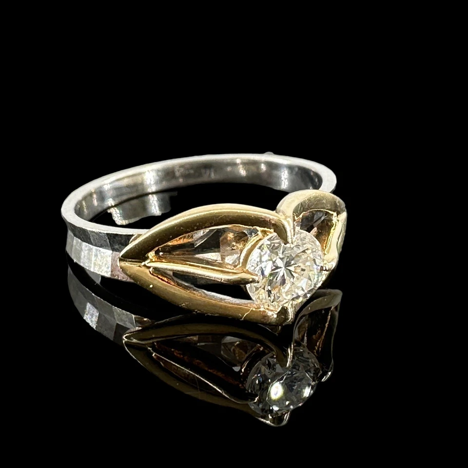 14k gold 1/3ct round brilliant diamond solitaire engagement ring sz 5.75 2.4g - Изображение 2 из 4