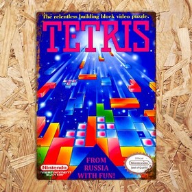 TETRIS NES Metal Wall Sign Vintage Retro Gaming Print Arcade Man Cave Gamer Gift