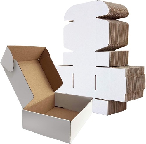 25-Pack White Mailer Boxes: Recyclable Corrugated Cardboard for Safe Shipping - Picture 3 of 8