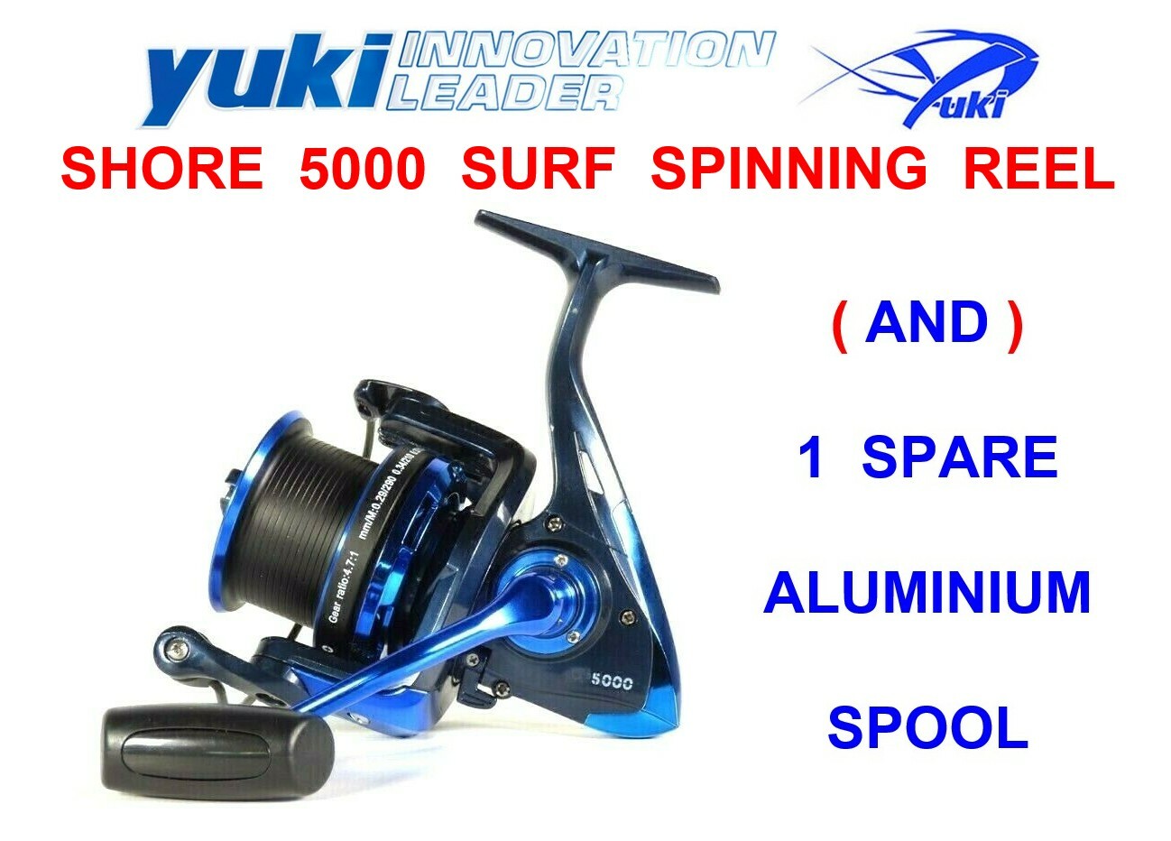 YUKI SHORE 5000 SURF REEL+SPARE SPOOL SALT WATERPROOF SEA FISHING BASS SPINNING
