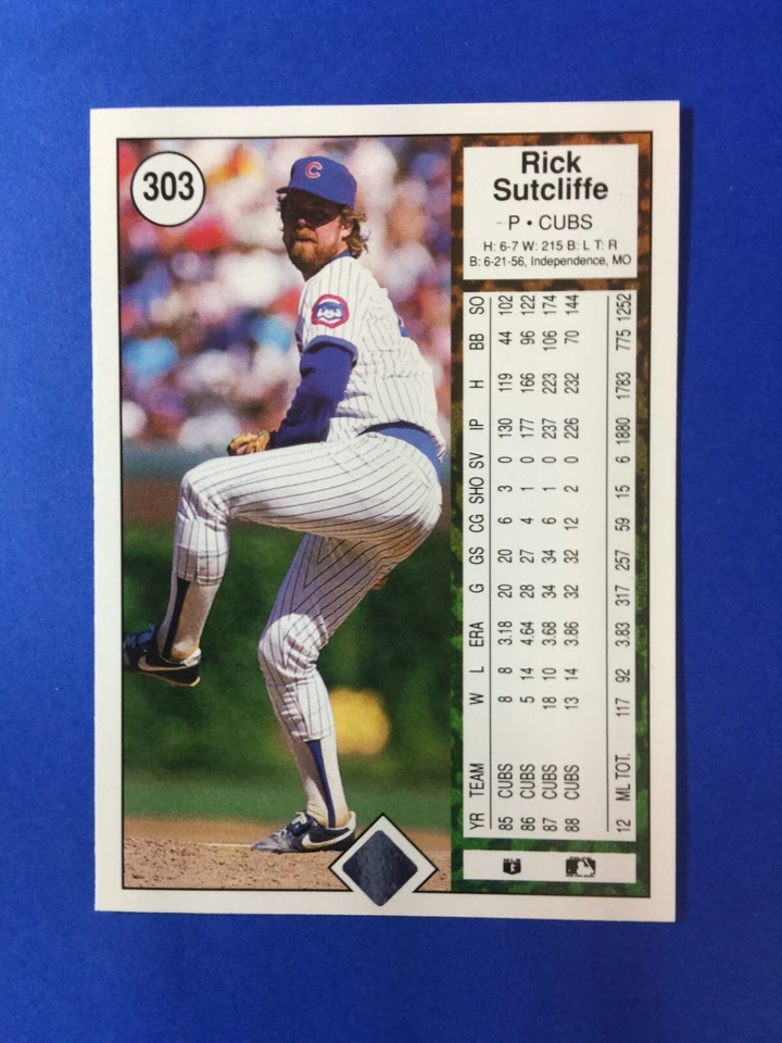 1989 Upper Deck #303 RICK SUTCLIFFE  * NM-MT or Better I9023125 - Image 2 of 4