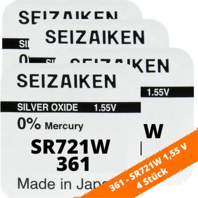 4 x SEIZAIKEN 361 SR721W Batterie Knopfzelle SR58 AG11 RW310 S231,55V Seiko