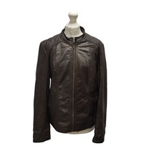 Gianni & Maria Milano Brown Leather Jacket Uk Women's 12/14 Bb111