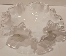Vintage Fenton Silver Crest Ruffled Small Dish-Bowl, Excellent Condition