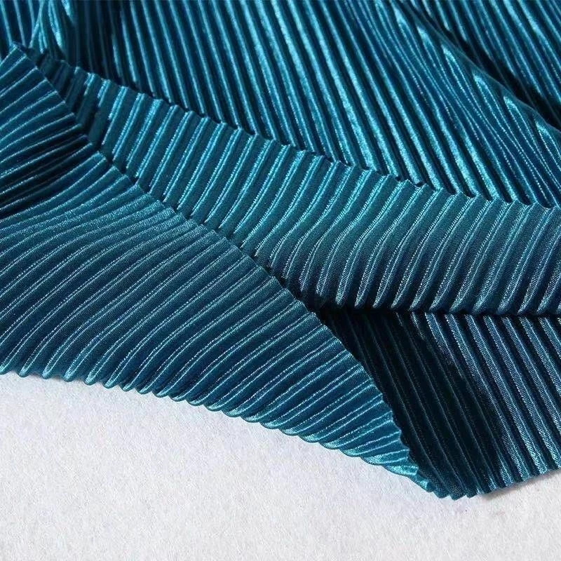 Dama Imitación Seda Gasa Plisado Pierna Ancha Pantalones Cintura Alta Pantalones Cortos Cortina Foto 4 de 4