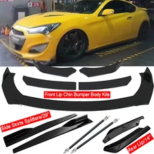 8PCS For Hyundai Coupe Black Front Bumper Lip Spoiler Splitter Side Skirts
