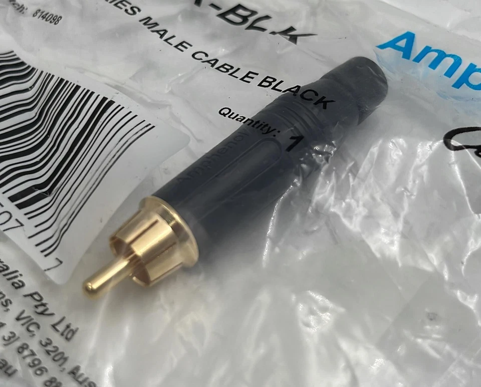 [LOTE 13 PEÇAS] Conector macho RCA fundido amphenol ACPR-BLK preto com contatos dourados - Imagem 4 de 4