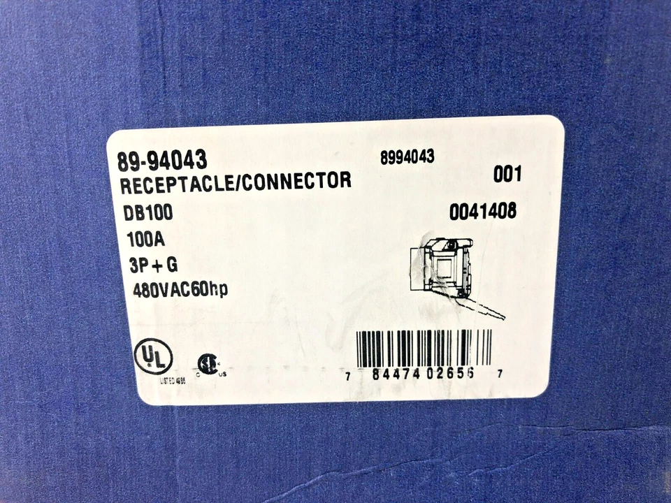 New Meltric 89-94043 Receptacle 100A 480V DB100 - Image 2 of 4