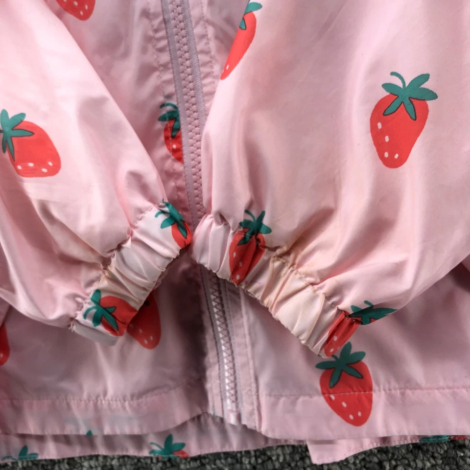 M&S Marks & Spencer Windbreaker Jacket Strawberries Pink Girls Sz 7-8 - Imagem 3 de 4