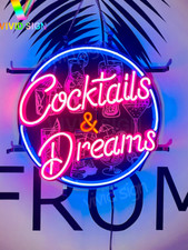 Cocktails Dreams Martini Bar 17"x17" Neon Sign Light Lamp HD Vivid Printing